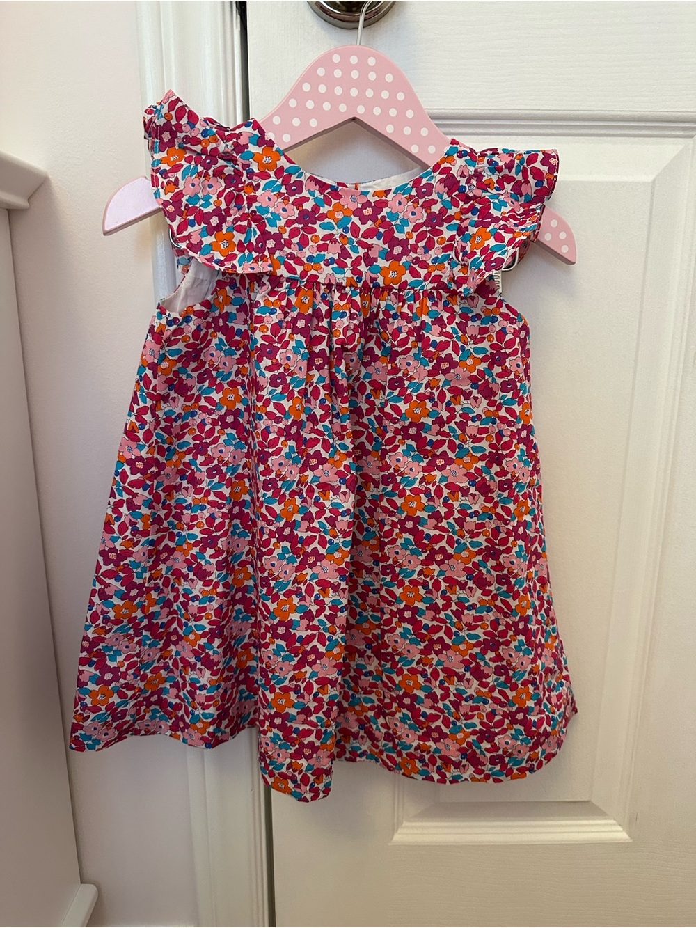 Jacadi Girls Floral Flutter-Sleeve Dress - Pink Multi